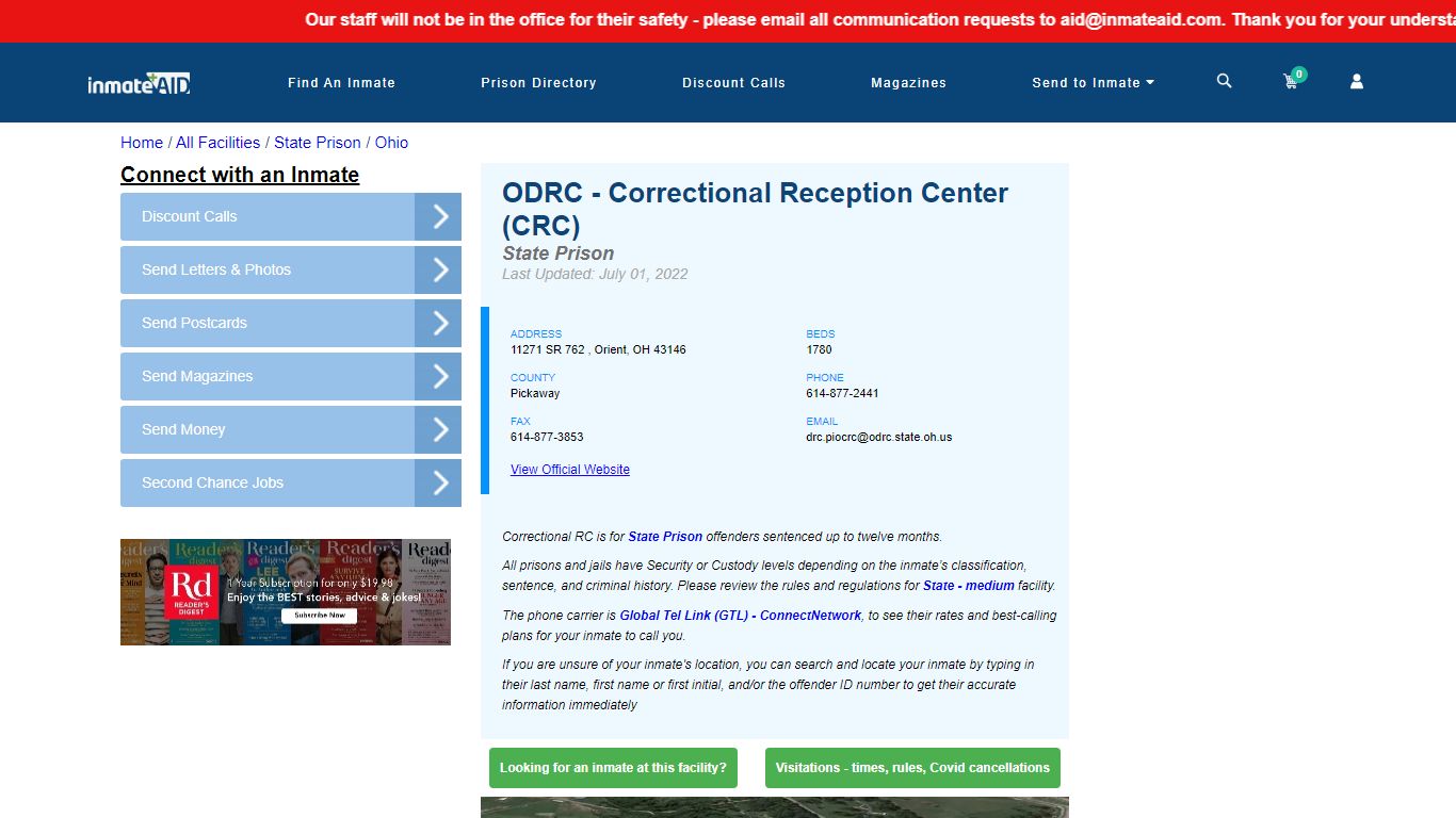 ODRC - Correctional Reception Center (CRC) - InmateAid
